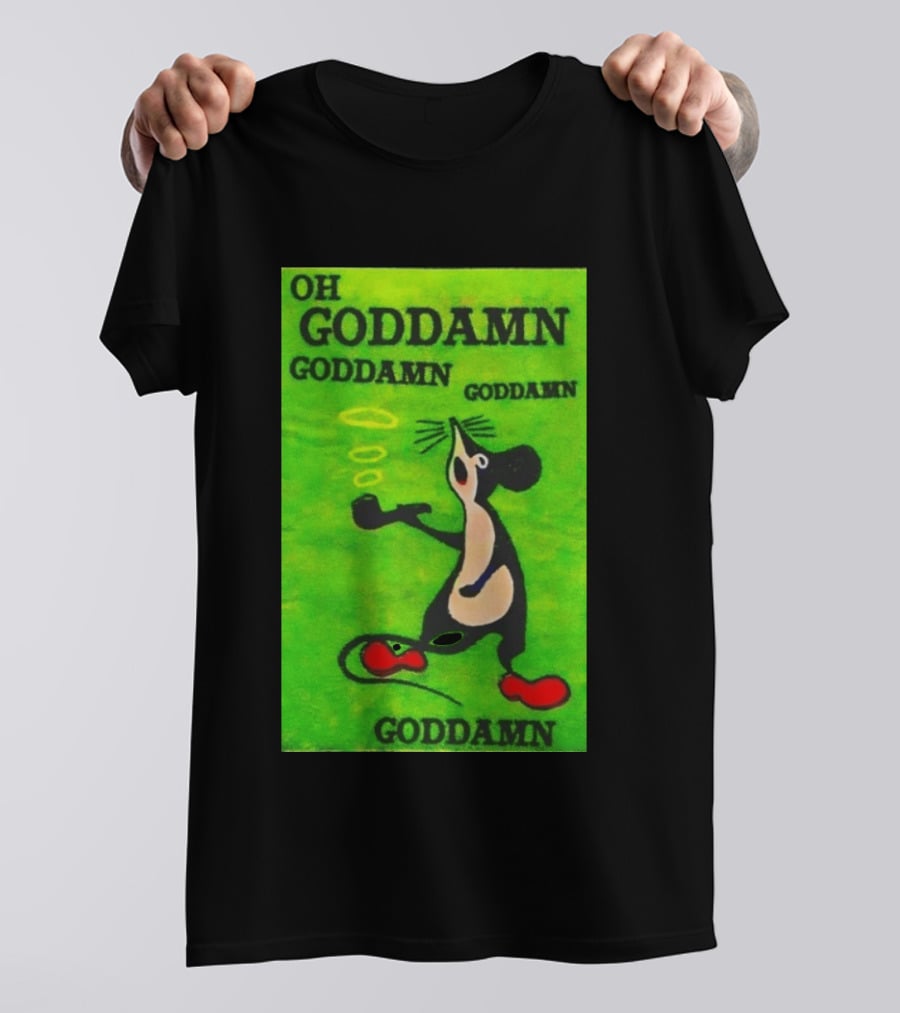 Oh Goddamn Mouse Smoking Pipe Humorous Phrase T-Shirt