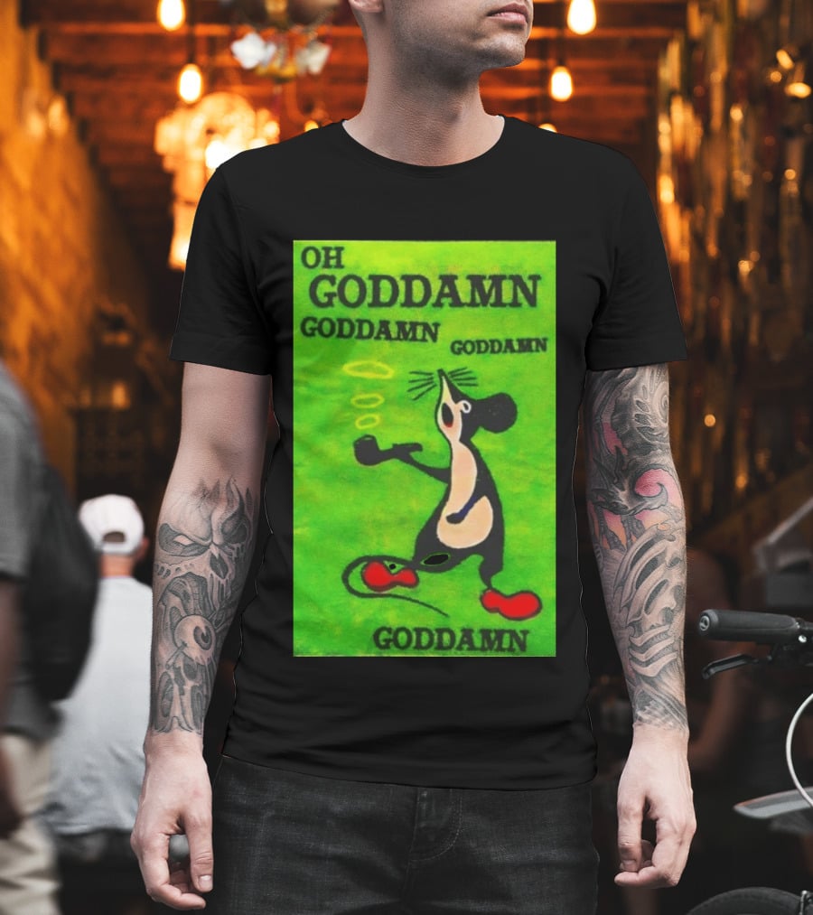 Oh Goddamn Mouse Smoking Pipe Humorous Phrase T-Shirt