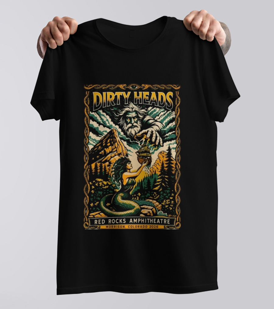Dirty Heads Red Rocks Amphitheatre Morrison Colorado 2026 Mythical Mermaid And Mountains T-Shirt