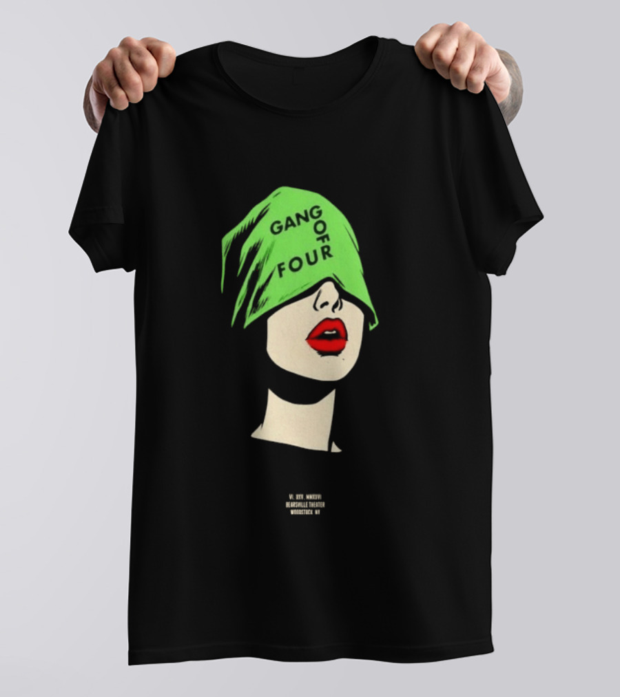 Gang Of Four June 25 2026 Woodstock NY With Green Hat And Red Lips T-Shirt