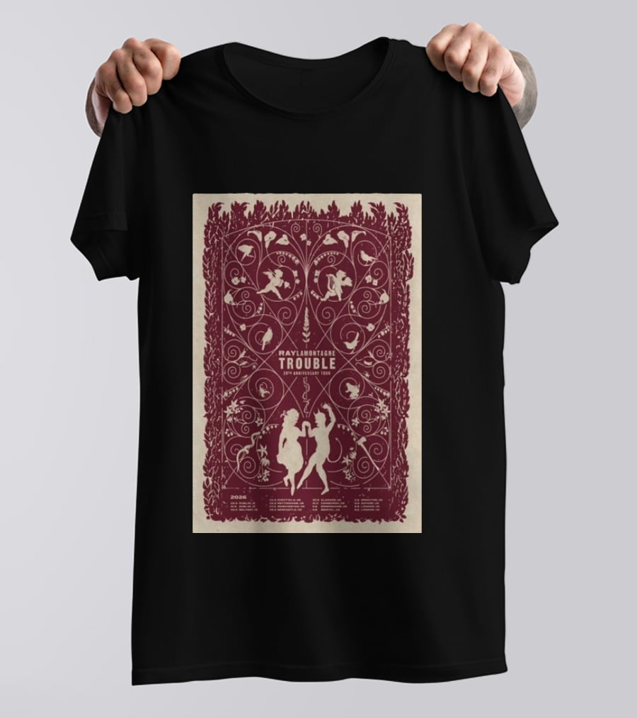 Ray LaMontagne Trouble 20th Anniversary Tour 2026 Botanical T-Shirt