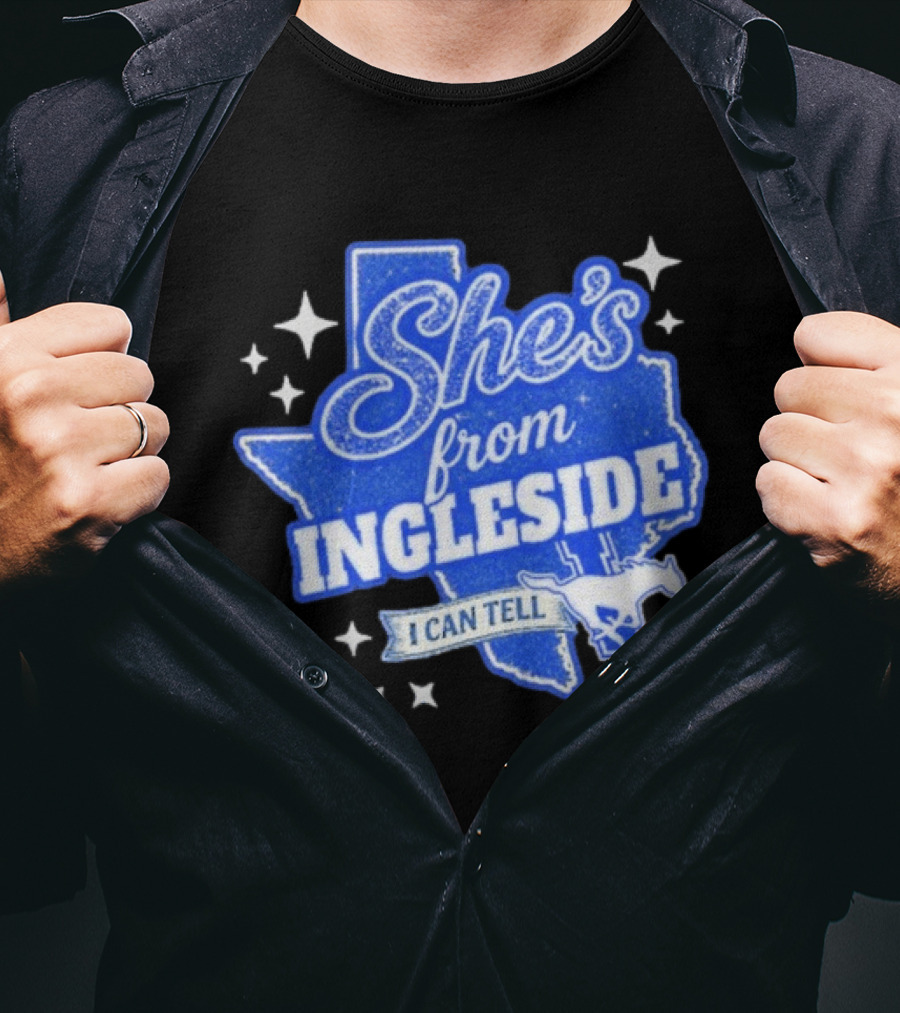 She's From Ingleside I Can Tell Texas Map Mustang T-Shirt