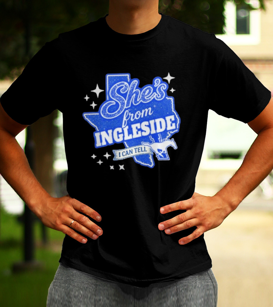 She's From Ingleside I Can Tell Texas Map Mustang T-Shirt