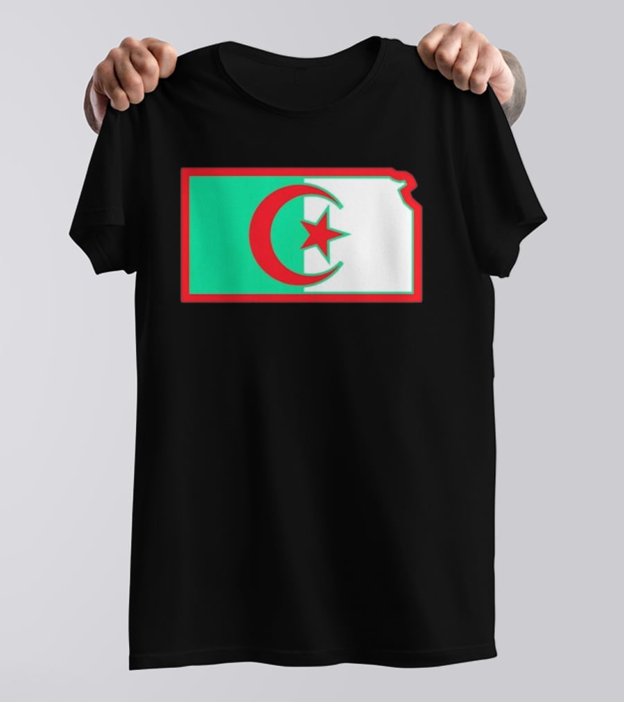 Lawrence Kansas Algeria Flag Map T-Shirt
