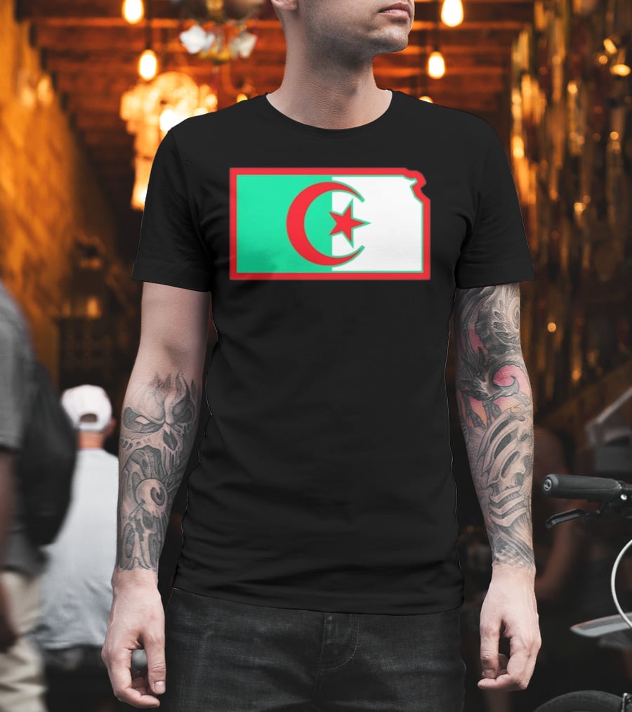 Lawrence Kansas Algeria Flag Map T-Shirt