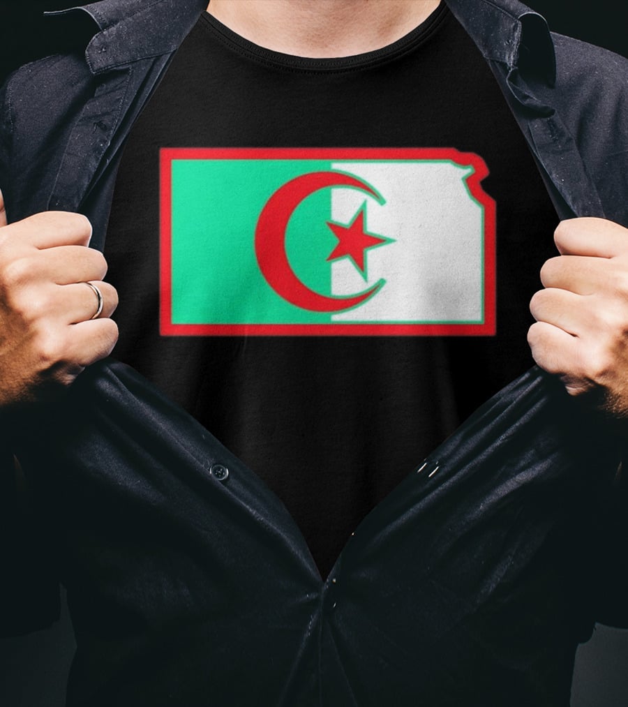 Lawrence Kansas Algeria Flag Map T-Shirt