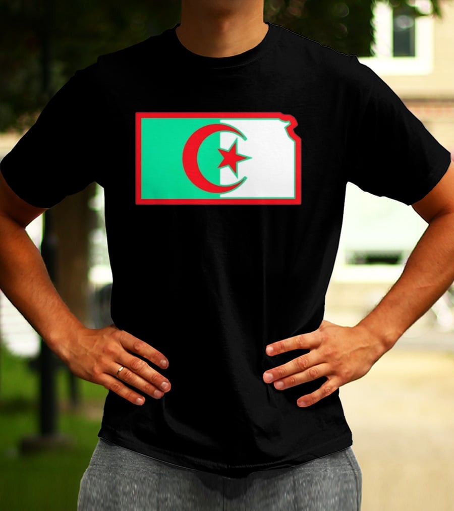 Lawrence Kansas Algeria Flag Map T-Shirt