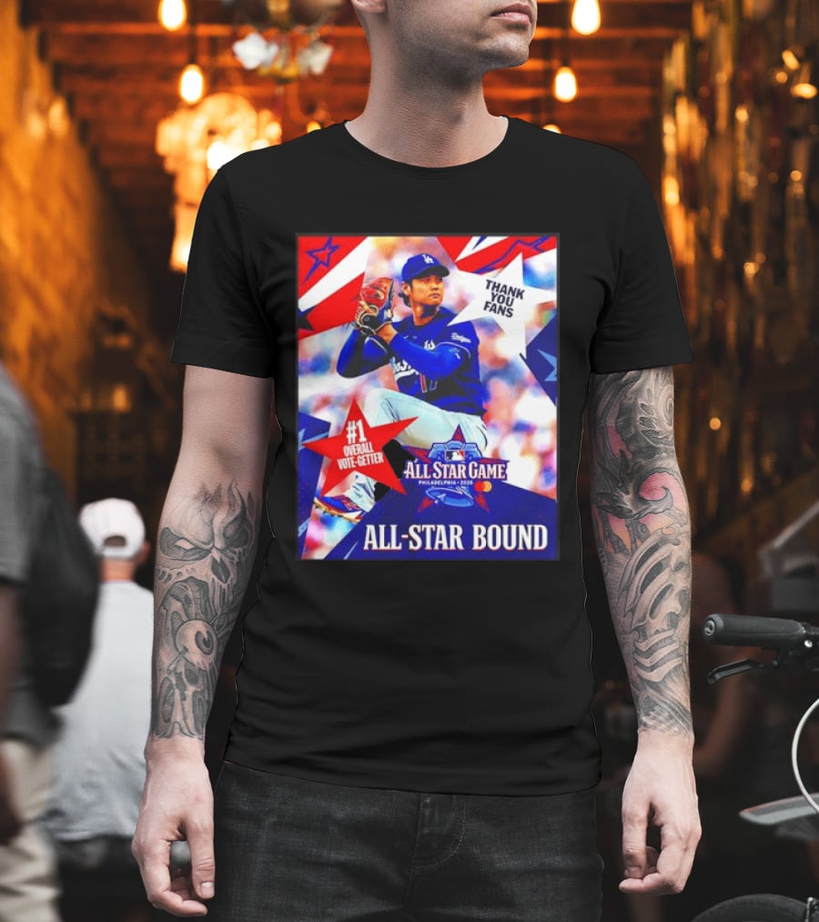 All Star Game Philadelphia 2026 Shohei Ohtani Los Angeles Dodgers All Star Bound Thank You Fans #1 Overall Vote Getter T-Shirt