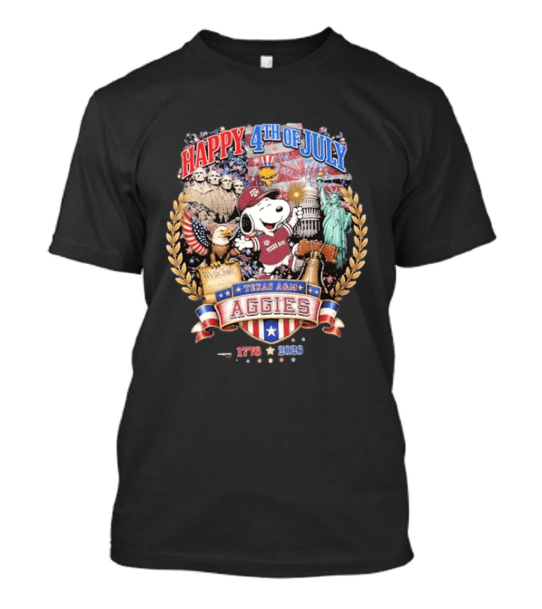 Snoopy Happy 4th Of July Texas A&M Aggies 1776 2026 Celebration T-Shirt