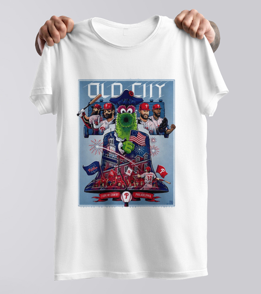 Bryce Harper Kyle Schwarber Philadelphia Phillies The Phanatic I Love My Country Old City MLB All Star Game 2026 T-Shirt