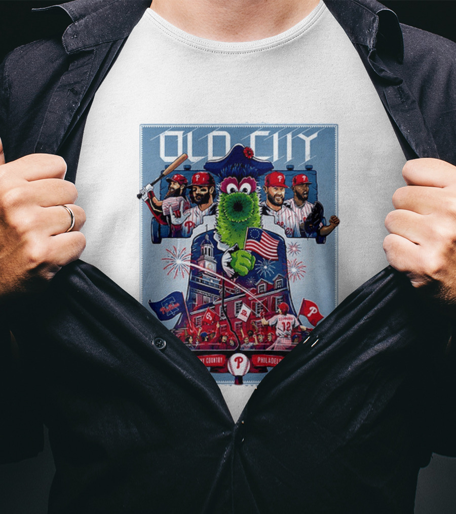 Bryce Harper Kyle Schwarber Philadelphia Phillies The Phanatic I Love My Country Old City MLB All Star Game 2026 T-Shirt