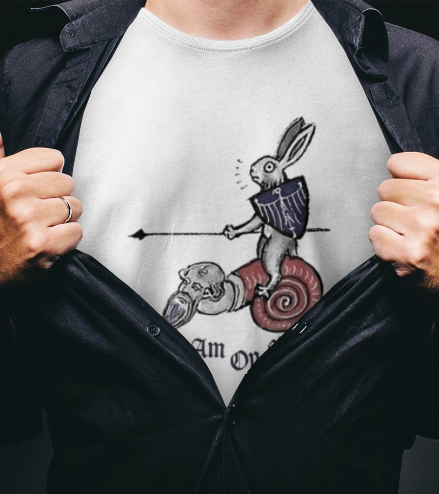 Verily I Am On My Way Knighted Rabbit Snail Medieval Marginalia T-Shirt