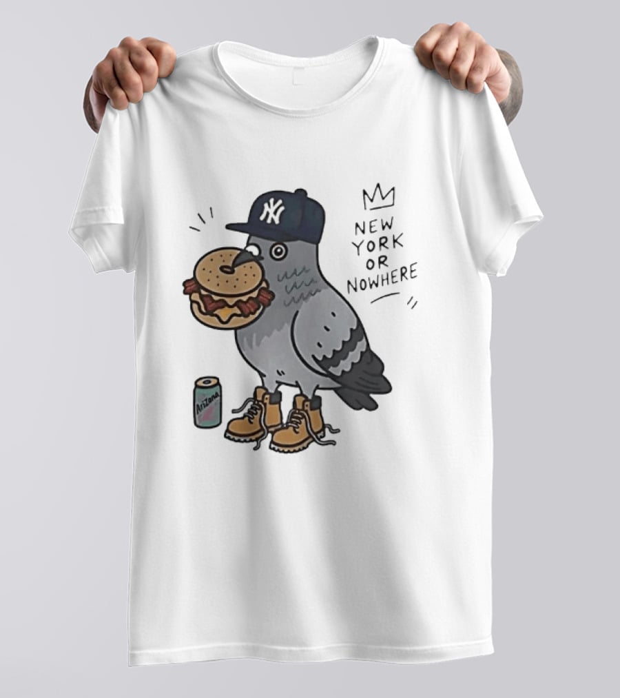 New York Or Nowhere Pigeon Bagel Timberlands Arizona Iced Tea T-Shirt