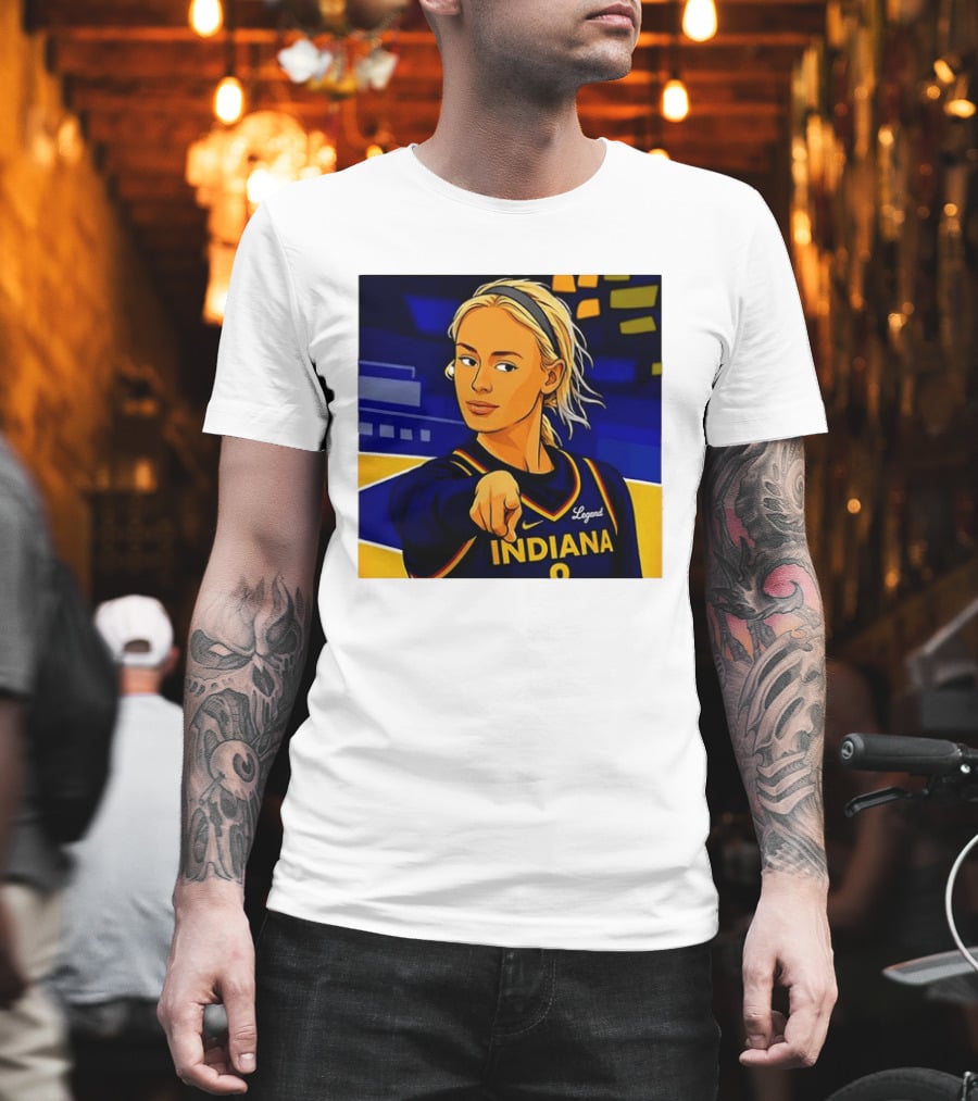 Indiana Basketball Legend Blonde Pointing Cartoon T-Shirt