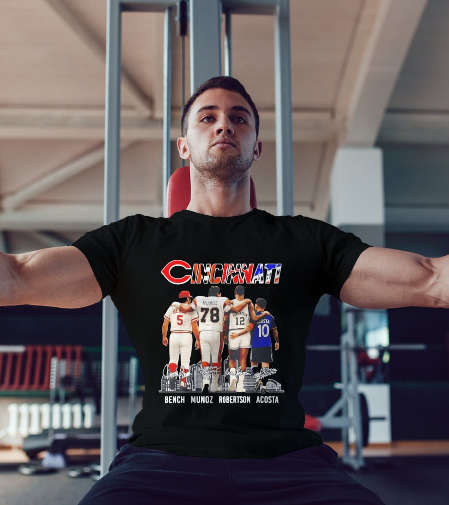 Cincinnati Icons Bench Munoz Robertson Acosta Sports Legends T-Shirt