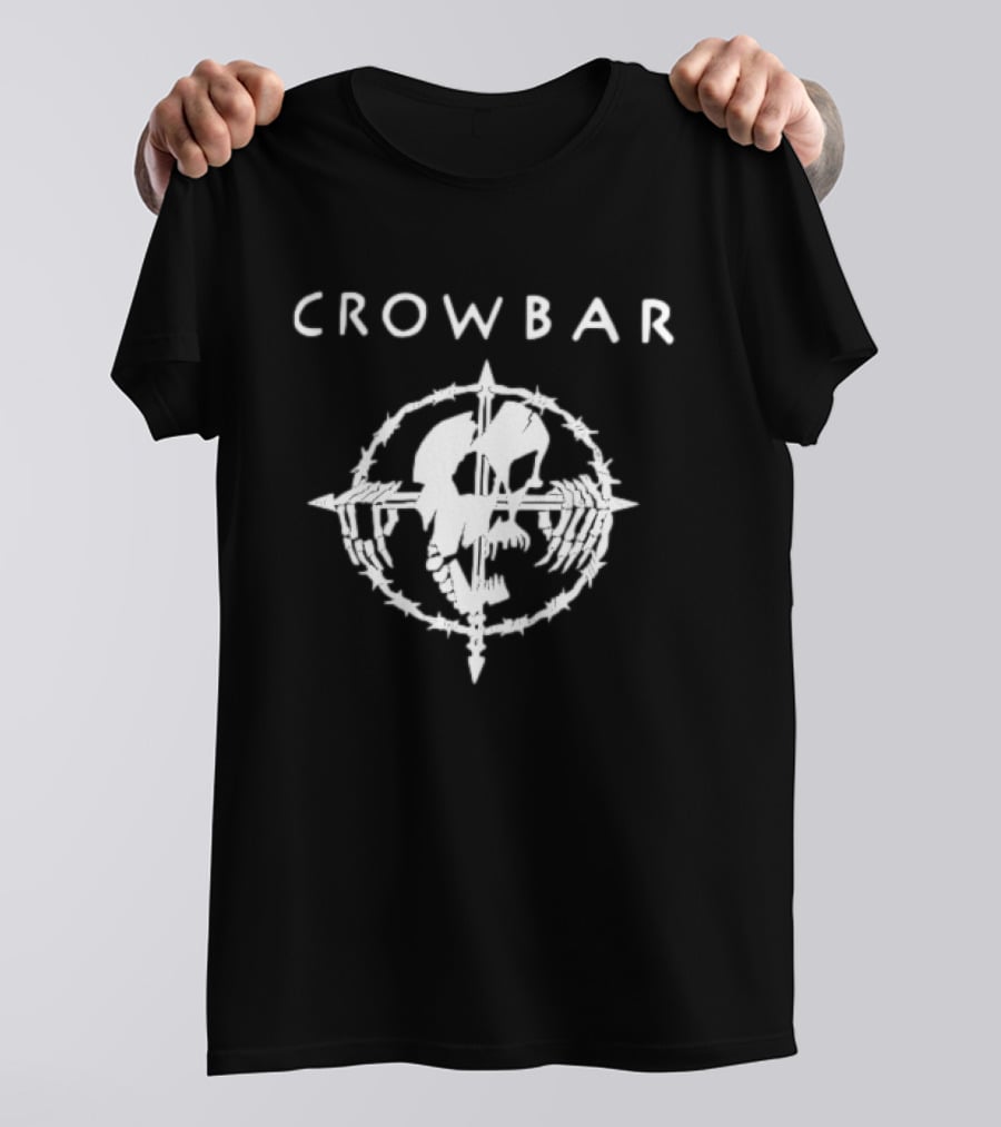 Crowbar Barbed Wire Skull Cross T-Shirt