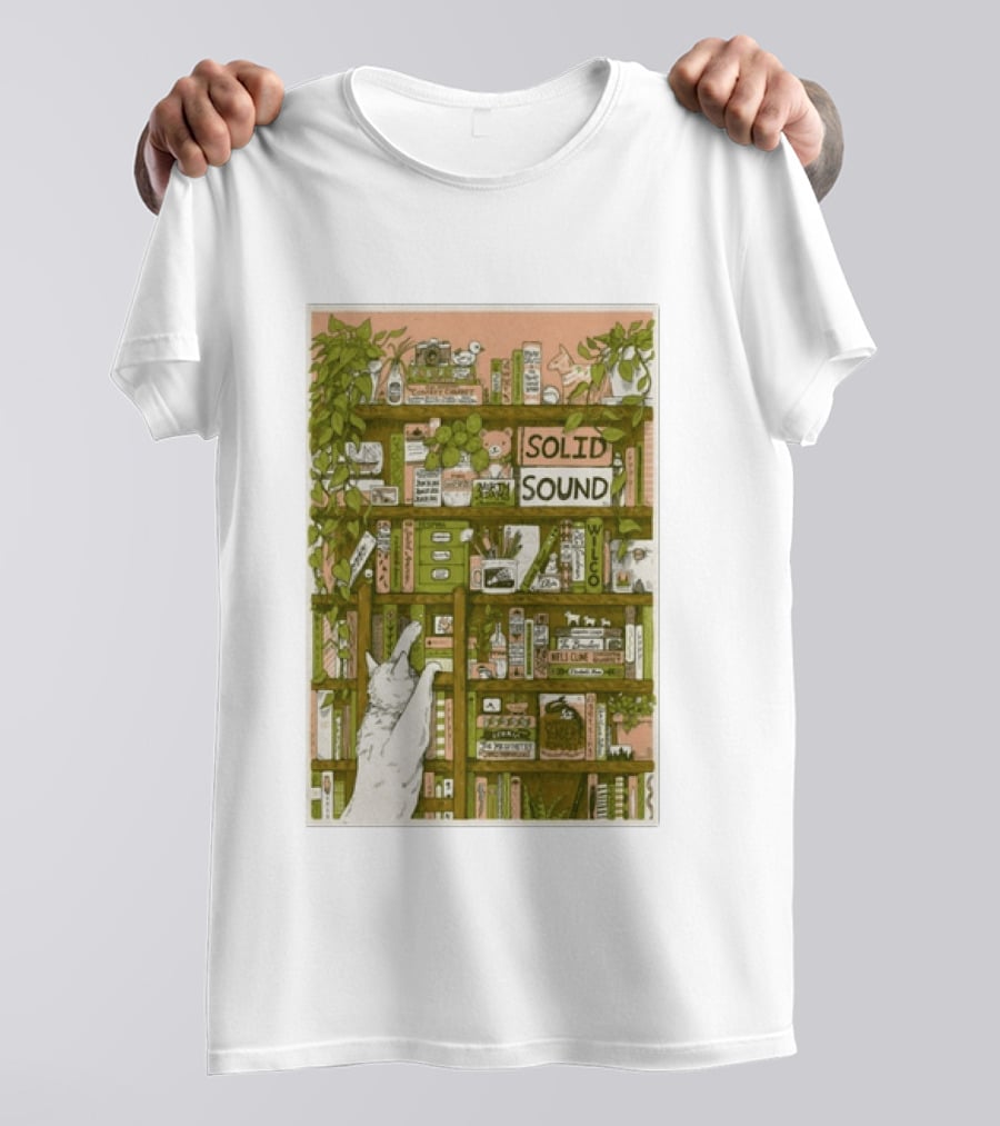 Wilco Solid Sound Festival June 26 28 2026 North Adams MA With Cat And Bookshelves T-Shirt