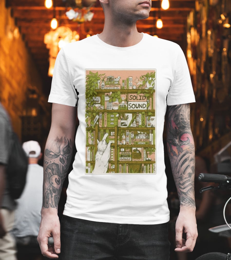 Wilco Solid Sound Festival June 26 28 2026 North Adams MA With Cat And Bookshelves T-Shirt