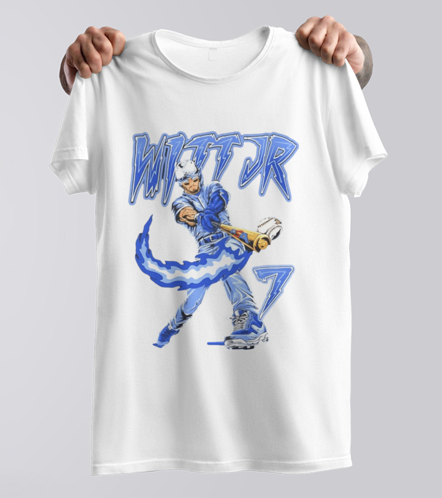 Witt Jr 7 Flaming Bat Baseball Player T-Shirt