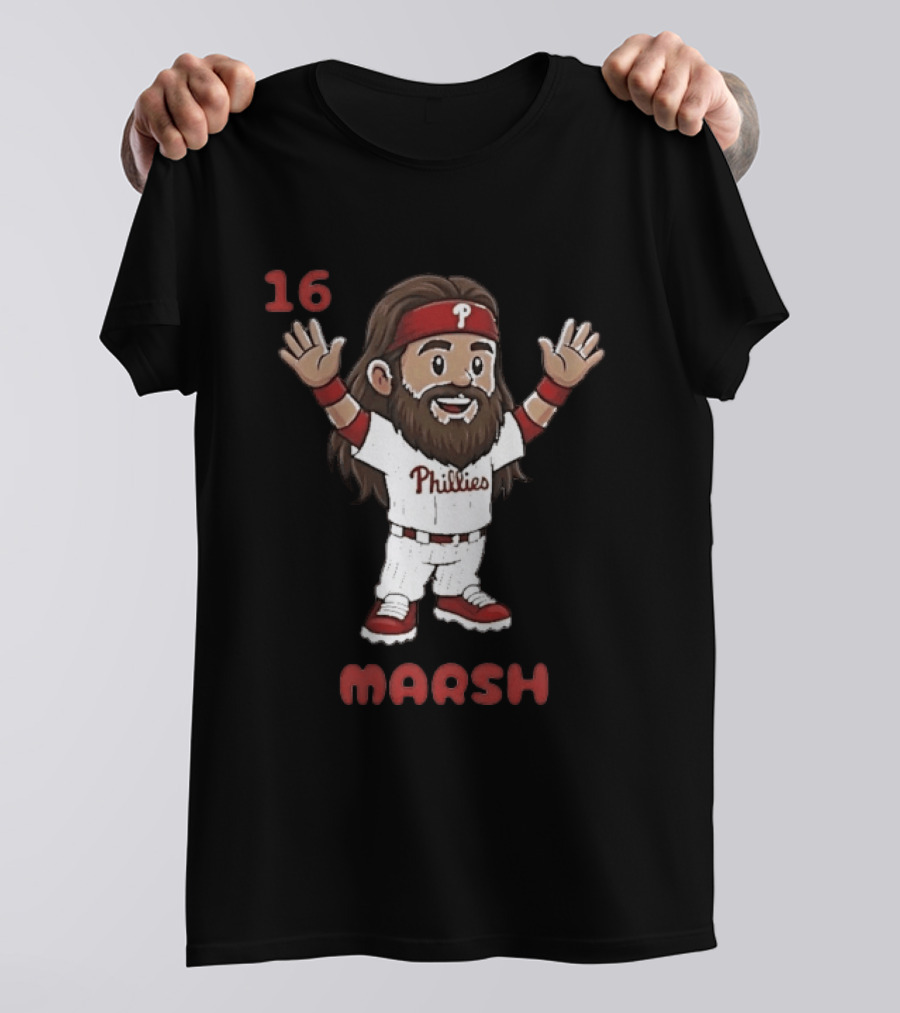 Philadelphia Phillies Brandon Marsh 16 Cartoon MLB 2026 T-Shirt