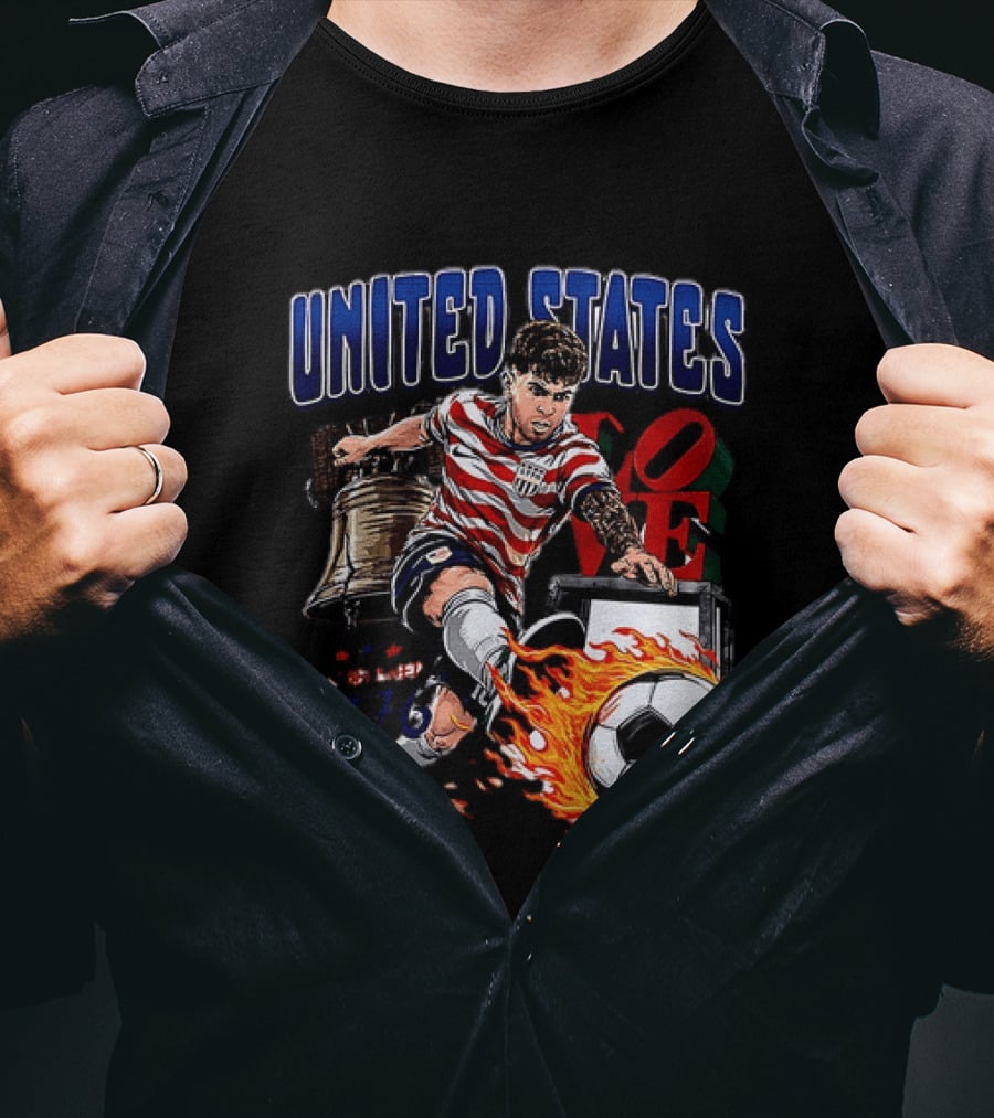 Christian Pulisic United States Soccer Fireball Liberty Bell Established 1776 T-Shirt