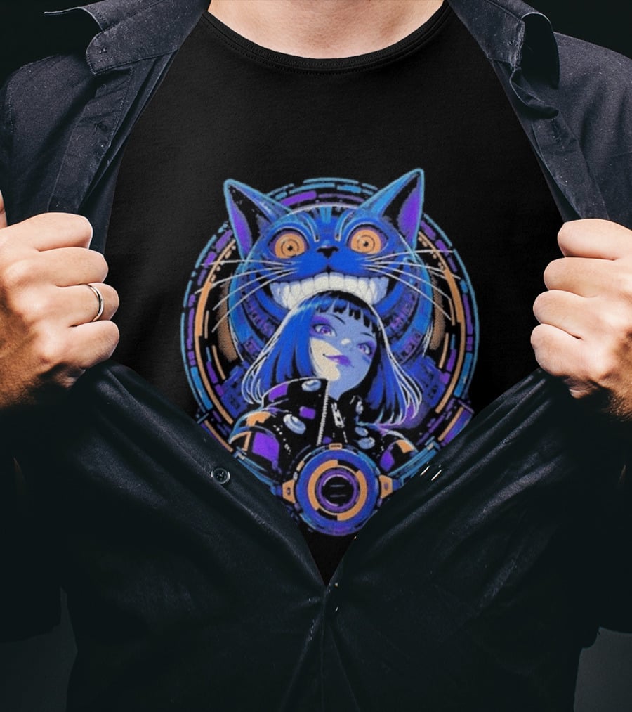 Cyberpunk Cat Girl Futuristic Anime T-Shirt