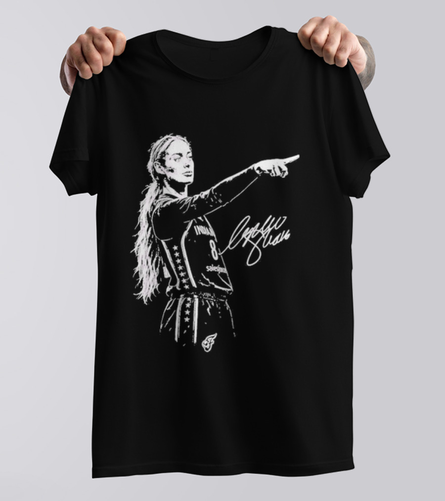 Sophie Cunningham Indiana Fever Pointing Sketch Signature T-Shirt