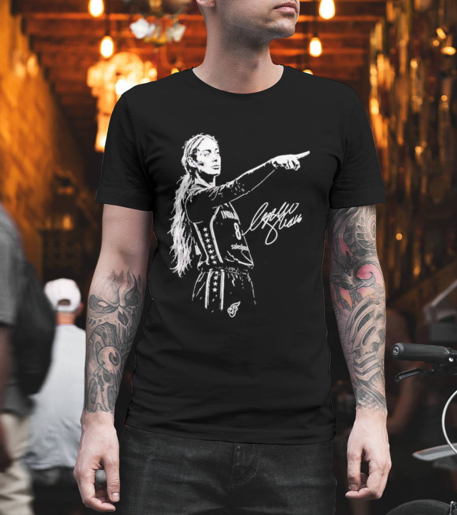 Sophie Cunningham Indiana Fever Pointing Sketch Signature T-Shirt