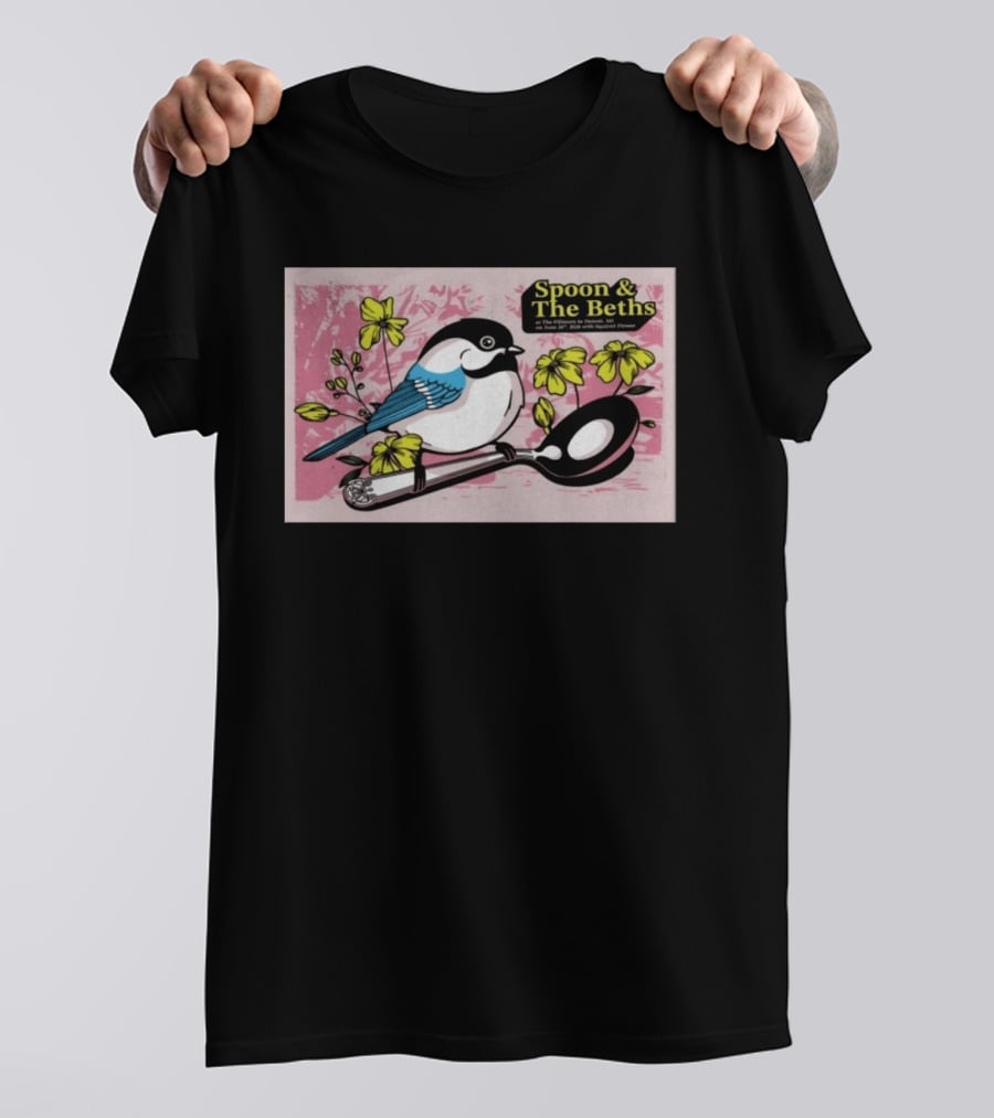 Spoon And The Beths June 26 2026 Detroit MI With Bird On Spoon And Yellow Flowers T-Shirt