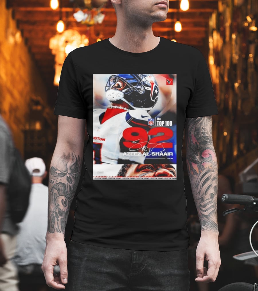 Houston Texans Azeez Al Shaair 92 NFL Top 100 Linebacker T-Shirt