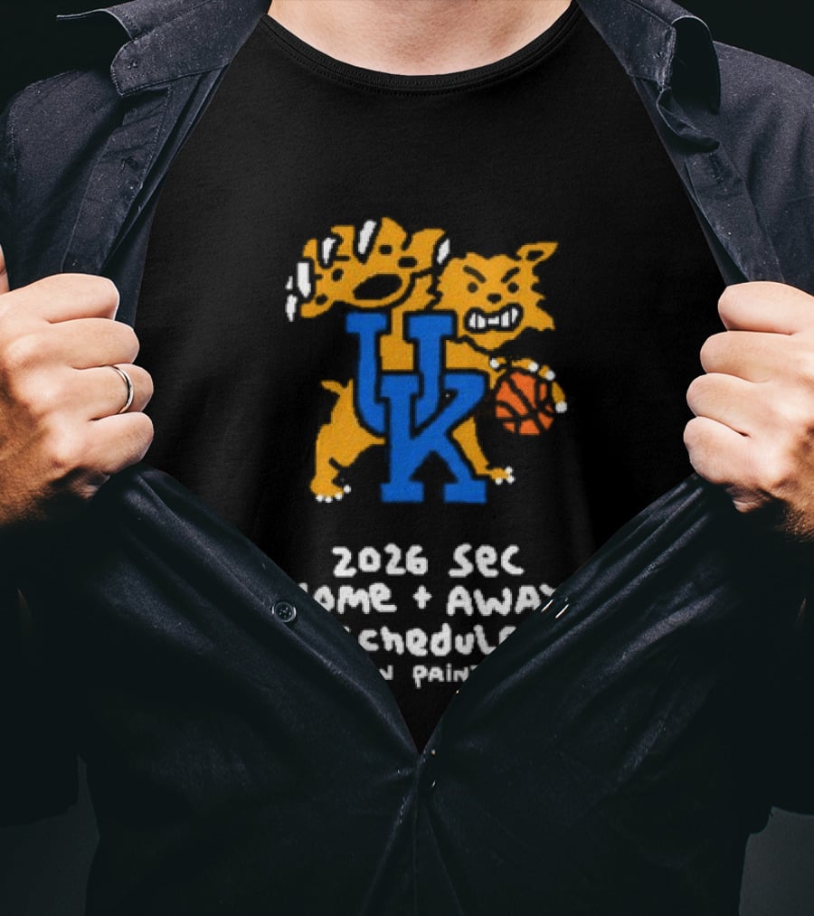 University Of Kentucky 2026 SEC Home Away Schedule Wildcat Paint T-Shirt