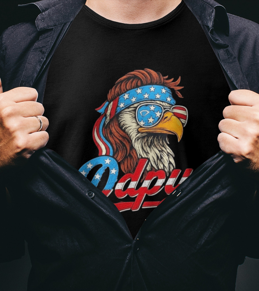 Patriotic Mullet Eagle USA Flag Bandana Ddpy Sunglasses T-Shirt