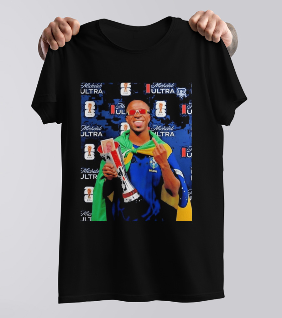 Vinicius Jr FIFA Trophy Celebration Brazil Flag Michelob Ultra T-Shirt
