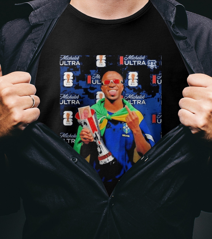 Vinicius Jr FIFA Trophy Celebration Brazil Flag Michelob Ultra T-Shirt