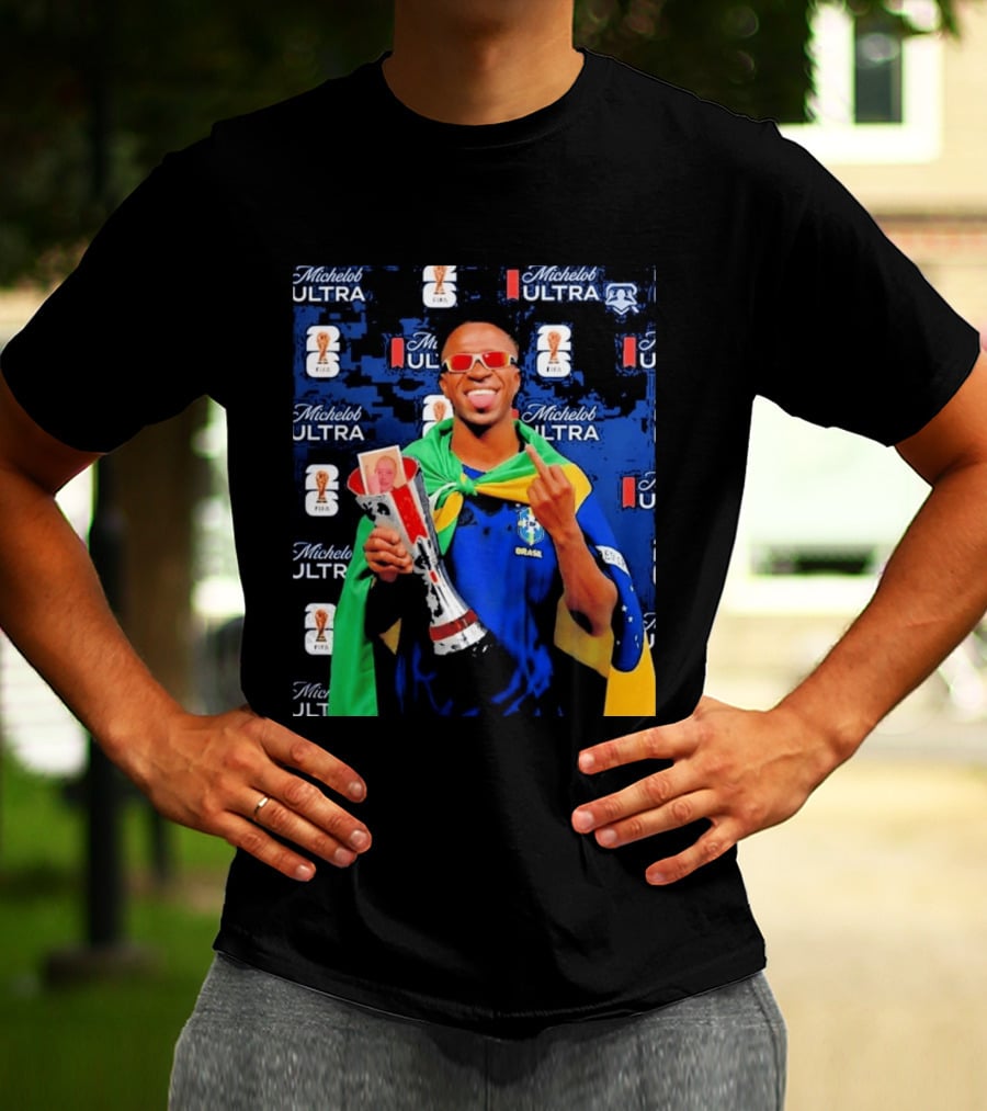 Vinicius Jr FIFA Trophy Celebration Brazil Flag Michelob Ultra T-Shirt
