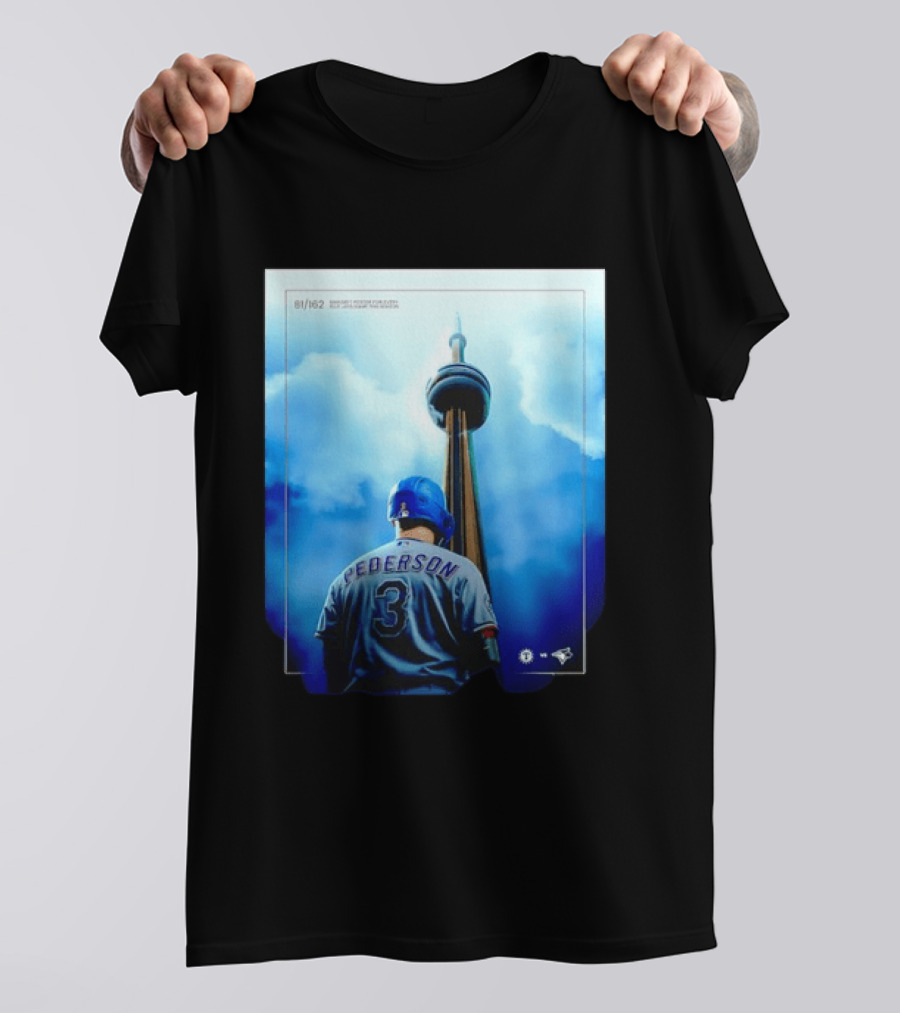 Pederson Toronto Blue Jays Vs Texas Rangers Game 1 CN Tower 81/162 T-Shirt