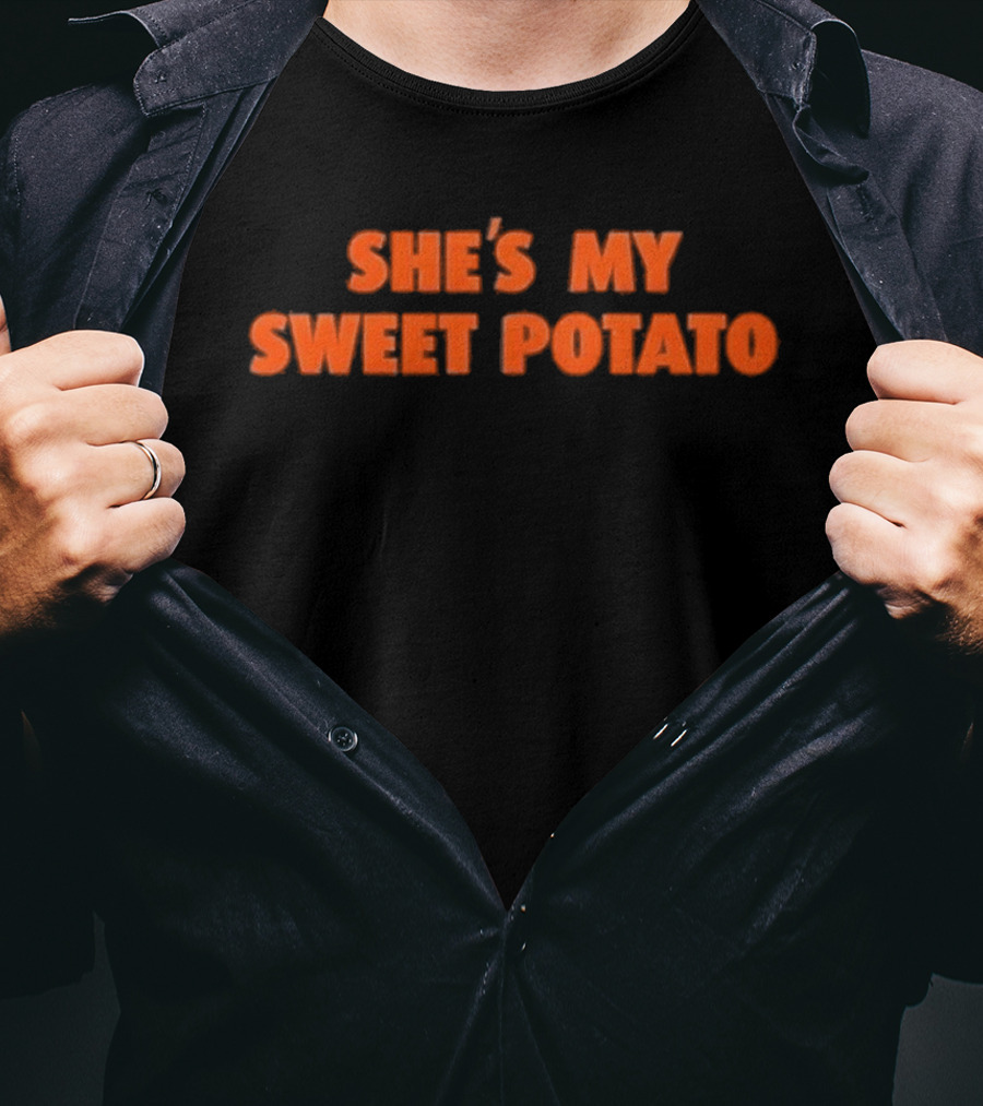 She's My Sweet Potato Text In Bold Orange Font T-Shirt