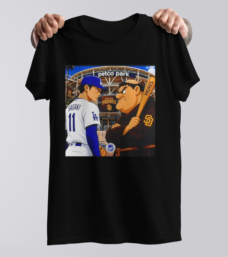 Petco Park Los Angeles Dodgers Sasaki San Diego Padres Anime Style Showdown T-Shirt