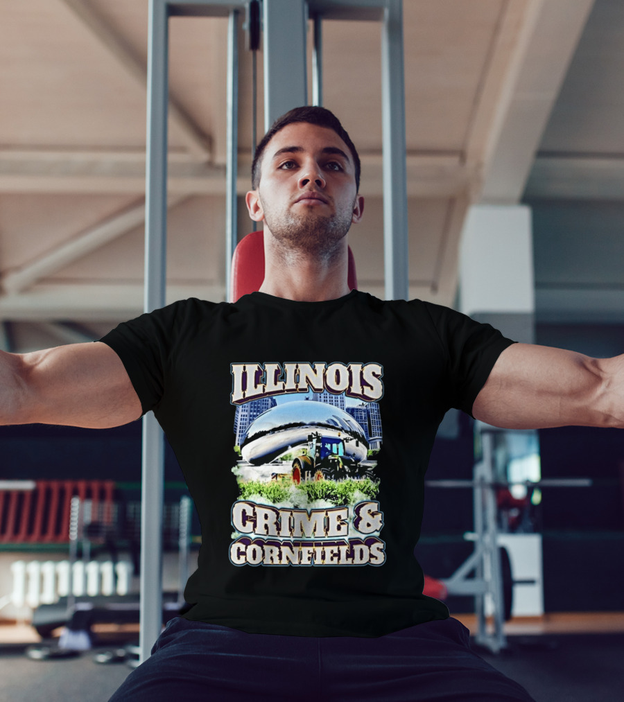 Illinois Crime And Cornfields Chicago Bean Tractor Scene T-Shirt