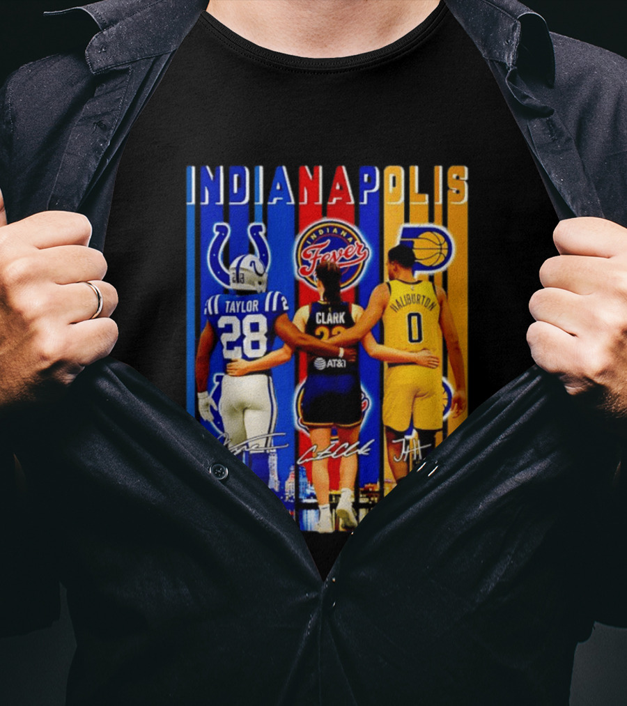 Indianapolis Colts Fever Pacers Jonathan Taylor Caitlin Clark Tyrese Haliburton T-Shirt