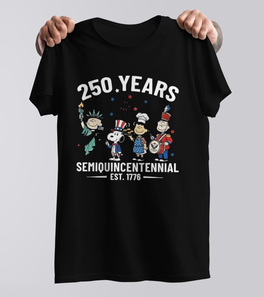 250 Years Semiquincentennial Est. 1776 Peanuts Characters Celebration T-Shirt