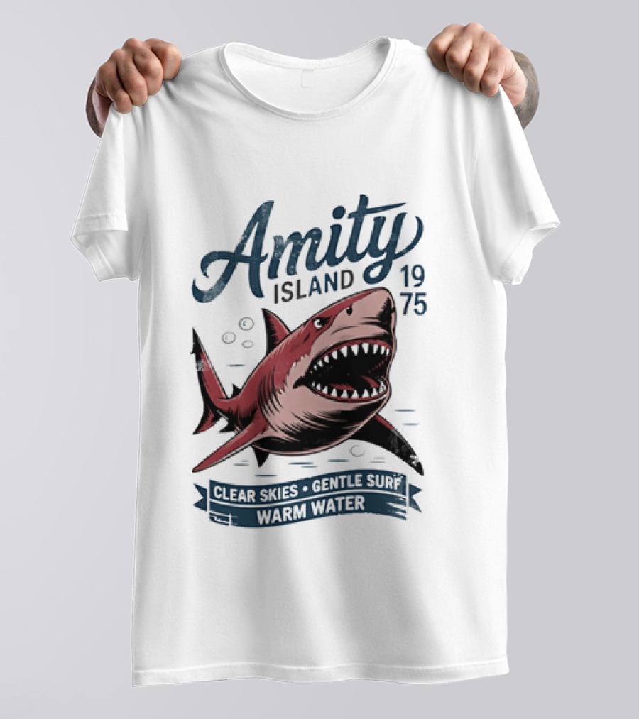 Amity Island 1975 Shark Clear Skies Gentle Surf Warm Water T-Shirt