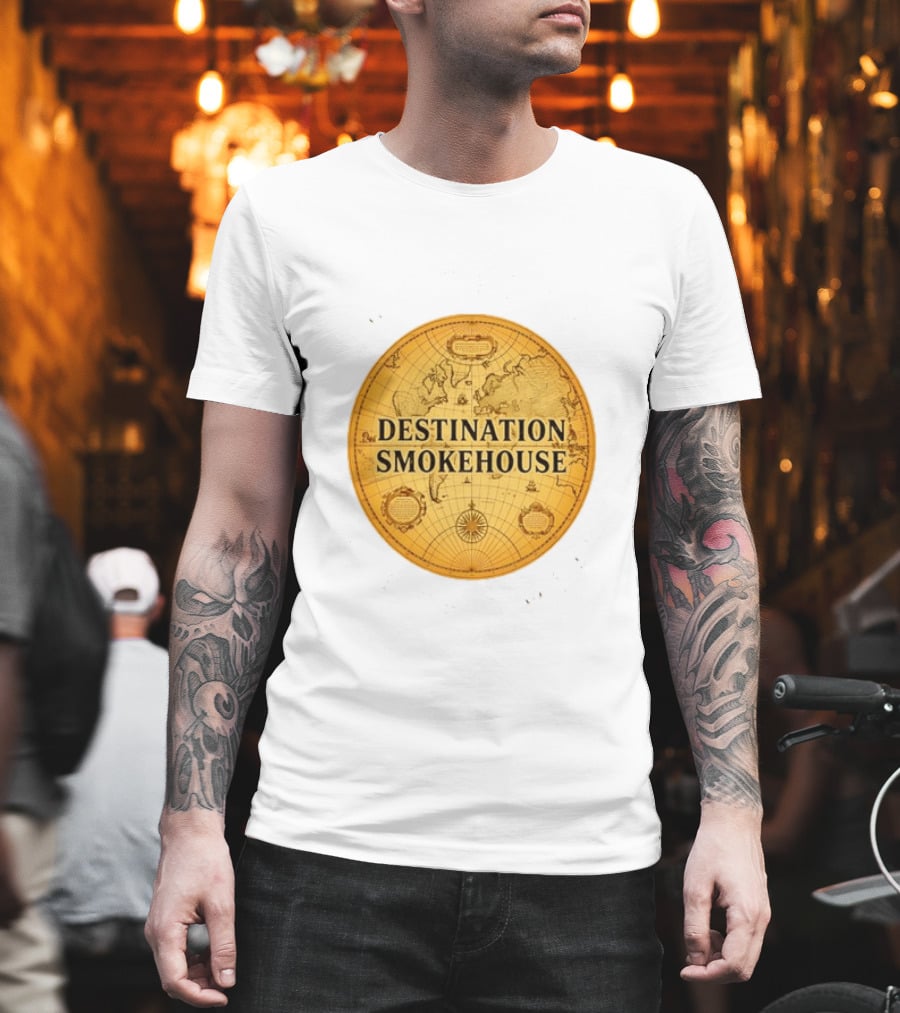 Destination Smokehouse No Teeth For This Meat Vintage Map T-Shirt