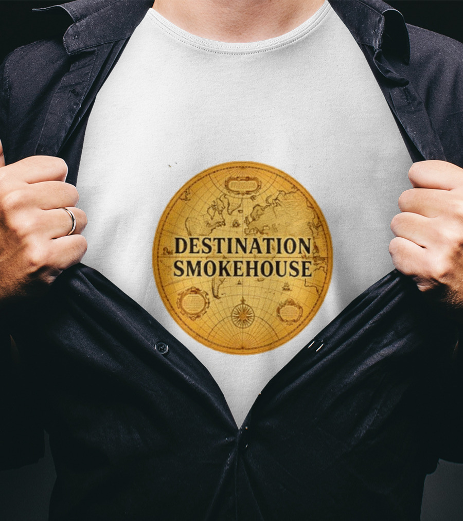 Destination Smokehouse No Teeth For This Meat Vintage Map T-Shirt
