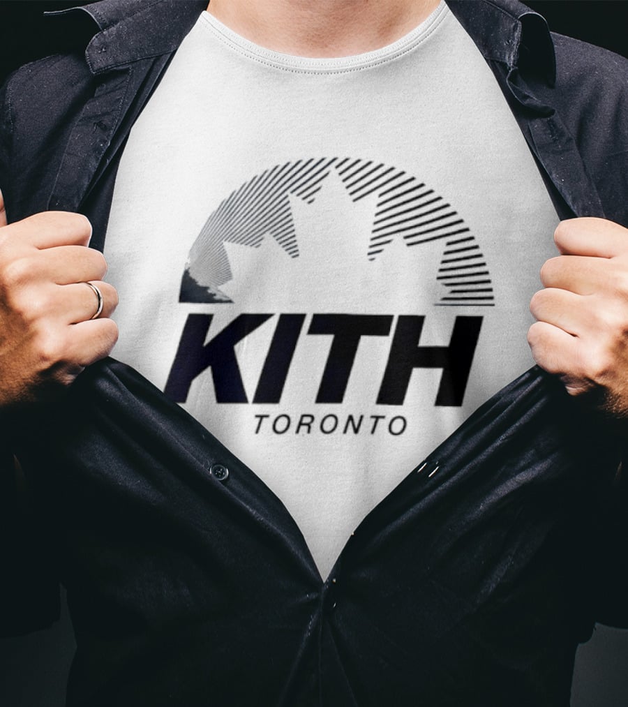 Kith Toronto Maple Leaf Striped Design Collaboration T-Shirt