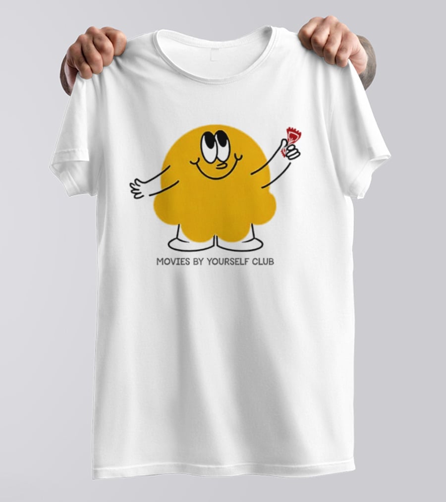 Movies By Yourself Club Yellow Blob Holding A Red Candy T-Shirt