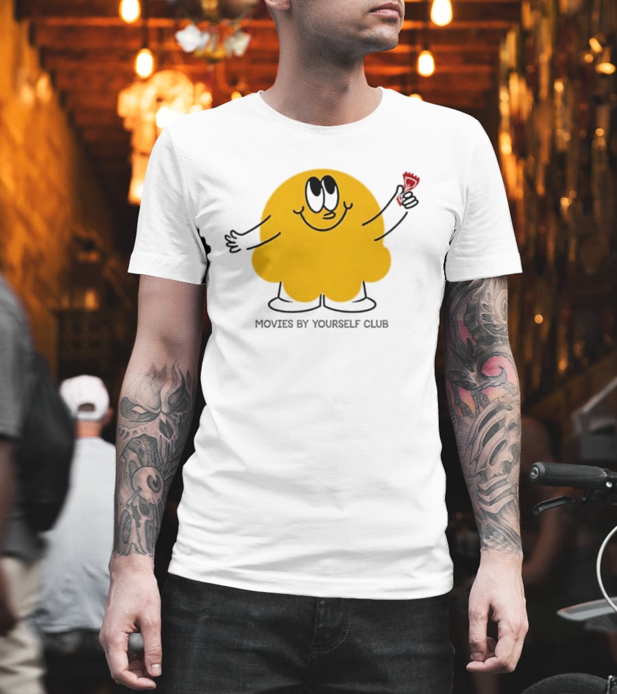Movies By Yourself Club Yellow Blob Holding A Red Candy T-Shirt