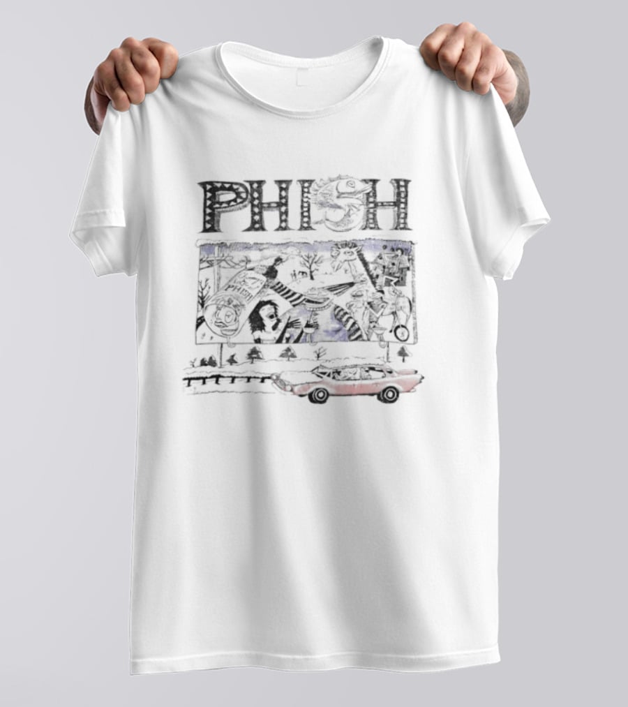 Phish 1993 New Year's Eve Concert Tour With Colorful Psychedelic Car T-Shirt