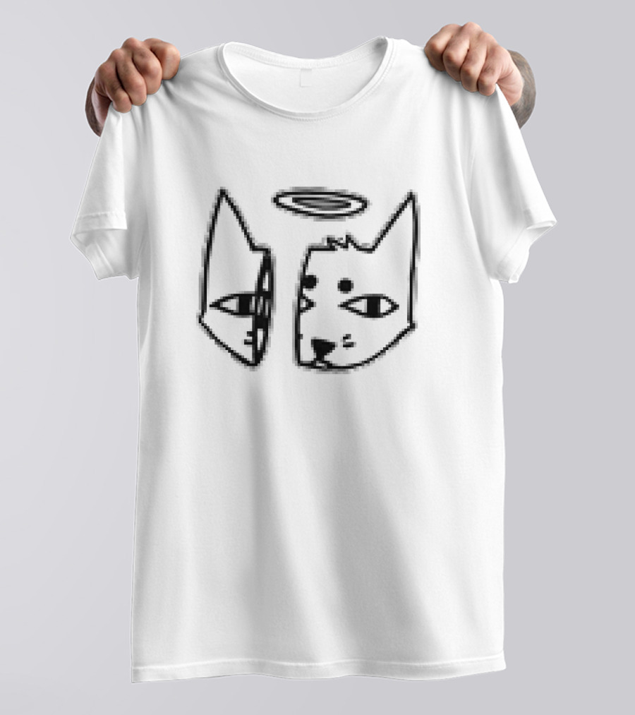 RIPNDIP Angel Cat Face Mirror T-Shirt