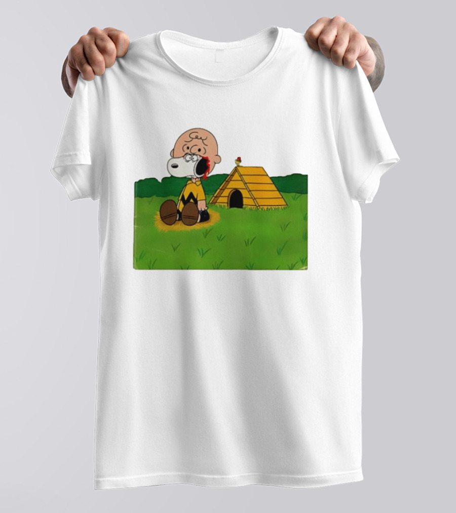 Snoopy Charlie Brown Midsommar Crossover Scene With Doghouse And Woodstock T-Shirt